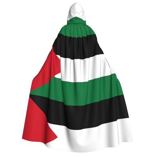 Umhang mit Kapuze für Erwachsene, Motiv: Flagge des Staates Palästina, Cosplay-Umhang, Halloween-Kostüm, Volldruck, Polyester. von fdgbnm
