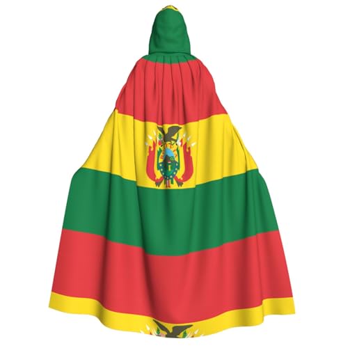 Umhang mit Kapuze für Erwachsene, Motiv: Flagge von Bolivien, Cosplay-Umhang, Halloween-Kostüm, Volldruck, Polyester. von fdgbnm