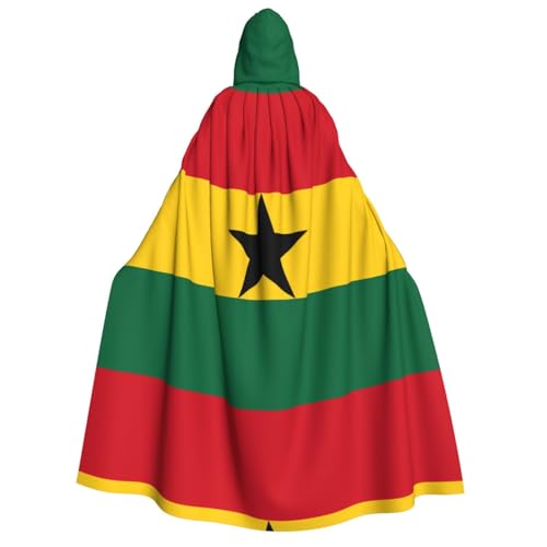 Umhang mit Kapuze für Erwachsene, Motiv: Flagge von Ghana, Cosplay-Umhang, Halloween-Kostüm, Volldruck, Polyester. von fdgbnm