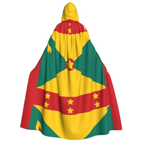 Umhang mit Kapuze für Erwachsene, Motiv: Flagge von Grenada, Cosplay-Umhang, Halloween-Kostüm, Volldruck, Polyester. von fdgbnm