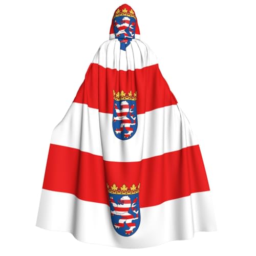 Umhang mit Kapuze für Erwachsene, Motiv: Flagge von Hessen, Cosplay-Umhang, Halloween-Kostüm, Volldruck, Polyester. von fdgbnm