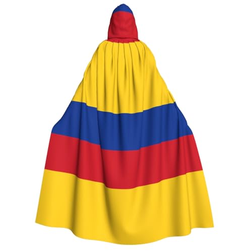 Umhang mit Kapuze für Erwachsene, Motiv: Flagge von Kolumbien, Cosplay-Umhang, Halloween-Kostüm, Volldruck, Polyester. von fdgbnm