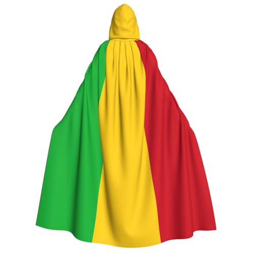 Umhang mit Kapuze für Erwachsene, Motiv: Flagge von Mali, Cosplay-Umhang, Halloween-Kostüm, Volldruck, Polyester. von fdgbnm