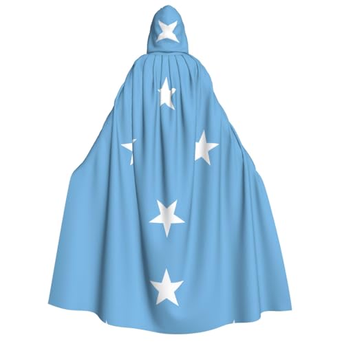 Umhang mit Kapuze für Erwachsene, Motiv: Flagge von Mikronesien, Cosplay-Umhang, Halloween-Kostüm, Volldruck, Polyester. von fdgbnm