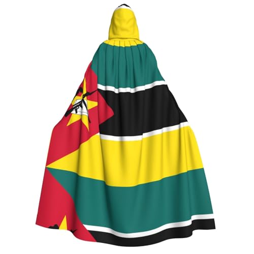 Umhang mit Kapuze für Erwachsene, Motiv: Flagge von Mosambik, Cosplay-Umhang, Halloween-Kostüm, Volldruck, Polyester. von fdgbnm
