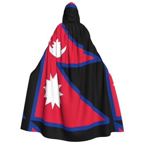 Umhang mit Kapuze für Erwachsene, Motiv: Flagge von Nepal, Cosplay-Umhang, Halloween-Kostüm, Volldruck, Polyester. von fdgbnm