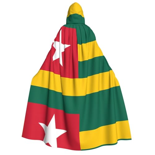 Umhang mit Kapuze für Erwachsene, Motiv: Flagge von Togo, Cosplay-Umhang, Halloween-Kostüm, Volldruck, Polyester. von fdgbnm