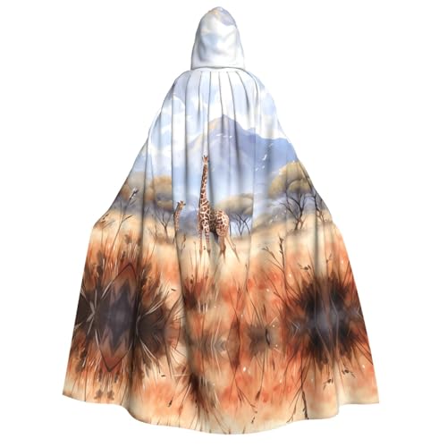 fdgbnm Afrikanische Savannen-Giraffe mit Kapuze für Erwachsene. Cosplay-Umhang, Halloween-Kostüm, Volldruck, Polyester. von fdgbnm