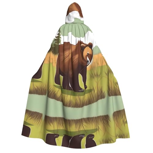 fdgbnm Brauner Bär mit Kapuze für Erwachsene. Cosplay-Umhang, Halloween-Kostüm, Volldruck, Polyester. von fdgbnm
