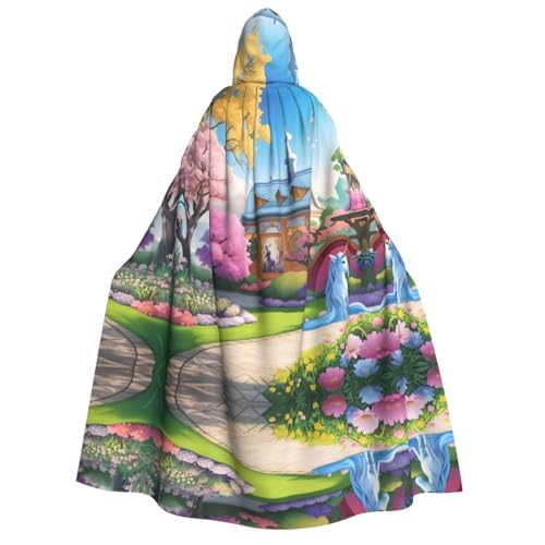 fdgbnm Einhorn-Märchen-Umhang mit Kapuze, Cosplay-Umhang, Halloween-Kostüm, Volldruck, Polyester. von fdgbnm