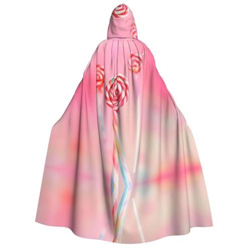 fdgbnm Farbenfroher Lutscher-Umhang mit Kapuze für Erwachsene. Cosplay-Umhang, Halloween-Kostüm, Volldruck, Polyester. von fdgbnm