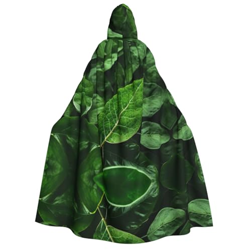 fdgbnm Green Leaf Nature Kapuzenumhang für Erwachsene, Cosplay-Umhang, Halloween-Kostüm, Volldruck, Polyester. von fdgbnm