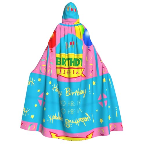 fdgbnm Happy Birthday Ballon Erwachsene Kapuzenumhang Cosplay Umhang Halloween Kostüm Volldruck Polyester von fdgbnm