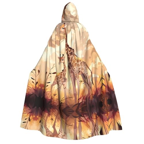 fdgbnm Kapuzenumhang mit Giraffenmotiv für Mutter und Kind. Cosplay-Umhang, Halloween-Kostüm, Volldruck, Polyester. von fdgbnm