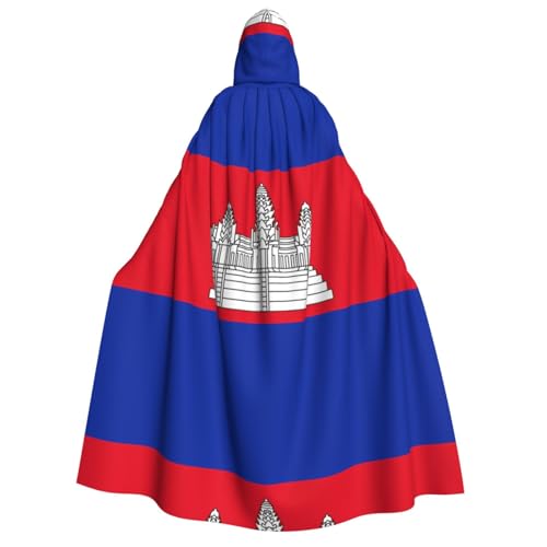 fdgbnm Kapuzenumhang mit Kambodscha-Flagge für Erwachsene. Cosplay-Umhang, Halloween-Kostüm, Volldruck, Polyester. von fdgbnm