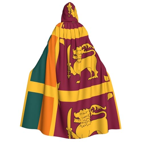 fdgbnm Kapuzenumhang mit Sri Lanka-Flagge für Erwachsene. Cosplay-Umhang, Halloween-Kostüm, Volldruck, Polyester. von fdgbnm