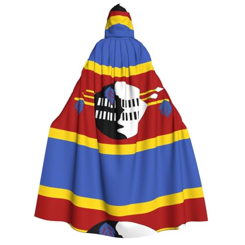fdgbnm Kapuzenumhang mit Swasiland-Flagge für Erwachsene. Cosplay-Umhang, Halloween-Kostüm, Volldruck, Polyester. von fdgbnm