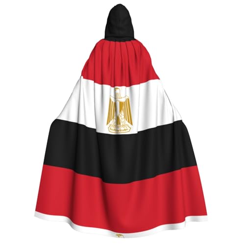 fdgbnm Kapuzenumhang mit ägyptischer Flagge, Cosplay-Umhang, Halloween-Kostüm, Volldruck, Polyester. von fdgbnm