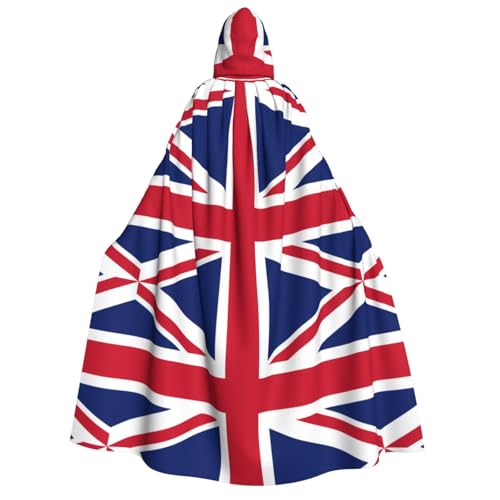 fdgbnm Kapuzenumhang mit britischer Flagge, Cosplay-Umhang, Halloween-Kostüm, Volldruck, Polyester. von fdgbnm