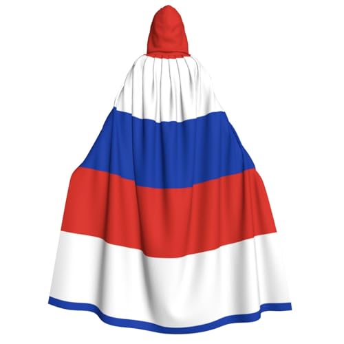 fdgbnm Kapuzenumhang mit russischer Flagge, Cosplay-Umhang, Halloween-Kostüm, Volldruck, Polyester. von fdgbnm