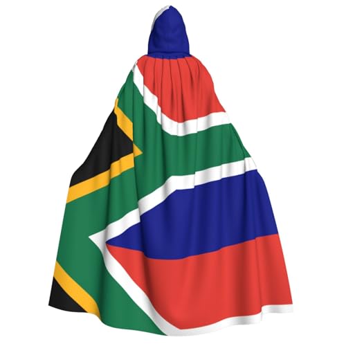 fdgbnm Kapuzenumhang mit südafrikanischer Flagge, Cosplay-Umhang, Halloween-Kostüm, Volldruck, Polyester. von fdgbnm