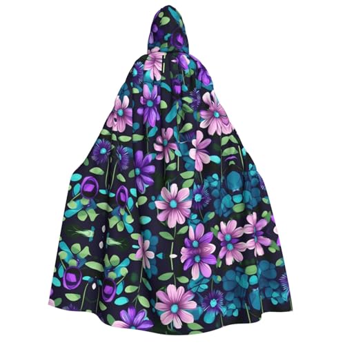 fdgbnm Lila Camellia Kapuzenumhang für Erwachsene. Cosplay-Umhang, Halloween-Kostüm, Volldruck, Polyester. von fdgbnm