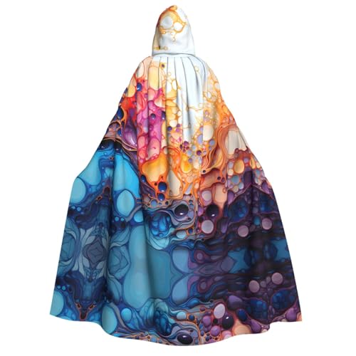 fdgbnm Mehrfarbiger Marmorierumhang mit Kapuze für Erwachsene. Cosplay-Umhang, Halloween-Kostüm, Volldruck, Polyester. von fdgbnm