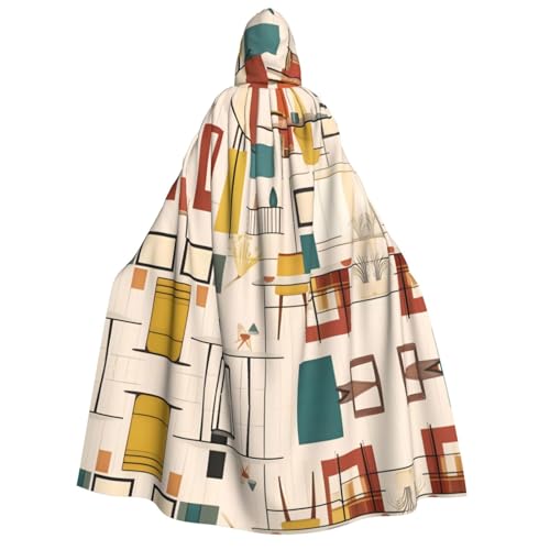 fdgbnm Mid Century Moderner Kapuzenumhang für Erwachsene. Cosplay-Umhang, Halloween-Kostüm, Volldruck, Polyester. von fdgbnm