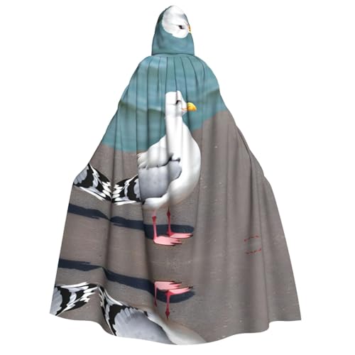 fdgbnm Niedlicher Möwen-Umhang mit Kapuze für Erwachsene. Cosplay-Umhang, Halloween-Kostüm, Volldruck, Polyester. von fdgbnm
