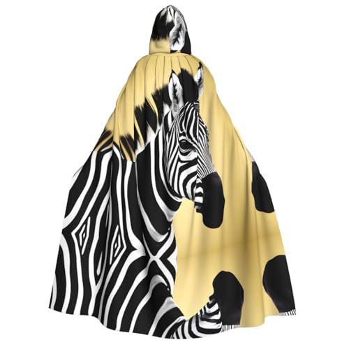 fdgbnm Schwarz-weißes Zebra-Umhang mit Kapuze für Erwachsene. Cosplay-Umhang, Halloween-Kostüm, Volldruck, Polyester. von fdgbnm
