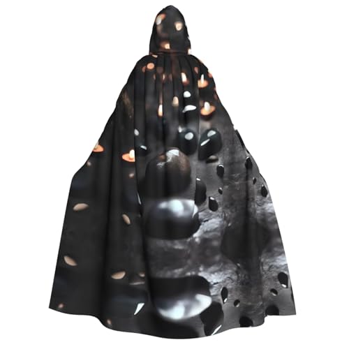 fdgbnm Schwarzer Mystery Heart Stone Kapuzenumhang für Erwachsene. Cosplay-Umhang, Halloween-Kostüm, Volldruck, Polyester. von fdgbnm