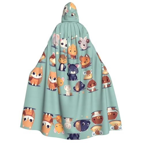 fdgbnm Süße kleine Tiere mit Kapuze für Erwachsene. Cosplay-Umhang, Halloween-Kostüm, Volldruck, Polyester. von fdgbnm