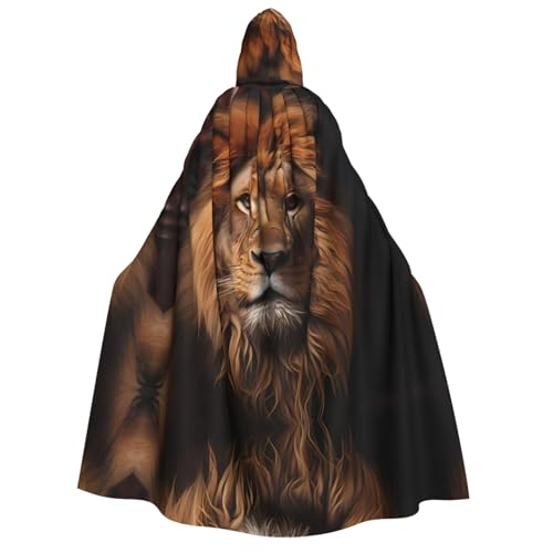 fdgbnm The Lion's Gaze Kapuzenumhang für Erwachsene, Cosplay-Umhang, Halloween-Kostüm, Volldruck, Polyester. von fdgbnm