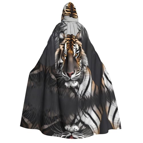 fdgbnm Tiger at Rest Kapuzenumhang für Erwachsene. Cosplay-Umhang, Halloween-Kostüm, Volldruck, Polyester. von fdgbnm
