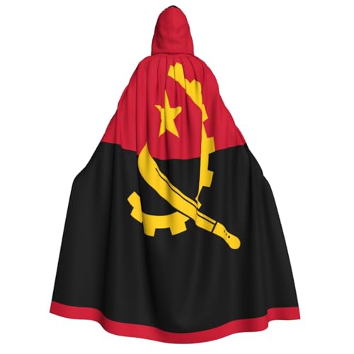 fdgbnm Umhang mit Kapuze für Erwachsene, Motiv: Angola-Flagge, Cosplay-Umhang, Halloween-Kostüm, Volldruck, Polyester. von fdgbnm