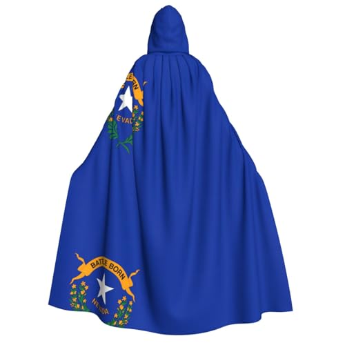 fdgbnm Umhang mit Kapuze für Erwachsene, Motiv: Nevada-Flagge, Cosplay-Umhang, Halloween-Kostüm, Volldruck, Polyester. von fdgbnm