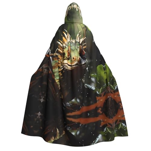 fdgbnm Umhang mit Kapuze für Erwachsene, Motiv: Stachelige Eidechsen, Cosplay-Umhang, Halloween-Kostüm, Volldruck, Polyester. von fdgbnm