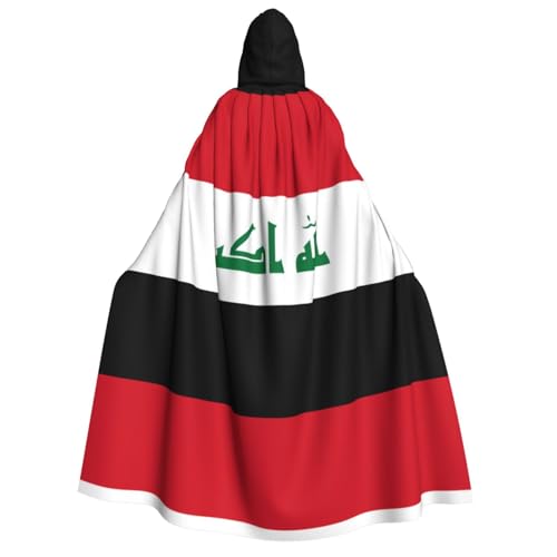 fdgbnm Umhang mit Kapuze für Erwachsene, Motiv: irakische Flagge, Cosplay-Umhang, Halloween-Kostüm, Volldruck, Polyester. von fdgbnm