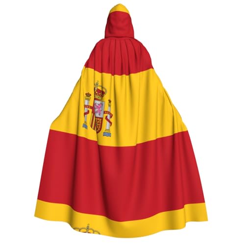 fdgbnm Umhang mit Kapuze für Erwachsene, Motiv: spanische Flagge, Cosplay-Umhang, Halloween-Kostüm, Volldruck, Polyester. von fdgbnm