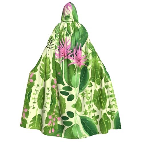 fdgbnm Umhang mit Kapuze für Erwachsene, rosa Pflanze, Blumen, Cosplay-Umhang, Halloween-Kostüm, Volldruck, Polyester. von fdgbnm