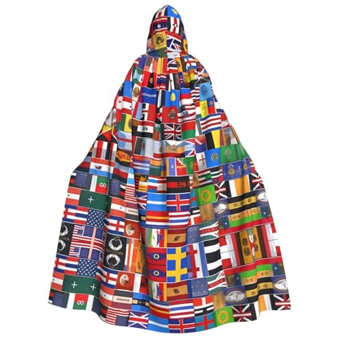 fdgbnm Umhang mit Kapuze für Erwachsene mit verschiedenen Flaggen. Cosplay-Umhang, Halloween-Kostüm, Volldruck, Polyester. von fdgbnm