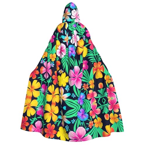 fdgbnm Umhang mit bunten Blumen und Kapuze für Erwachsene. Cosplay-Umhang, Halloween-Kostüm, Volldruck, Polyester. von fdgbnm