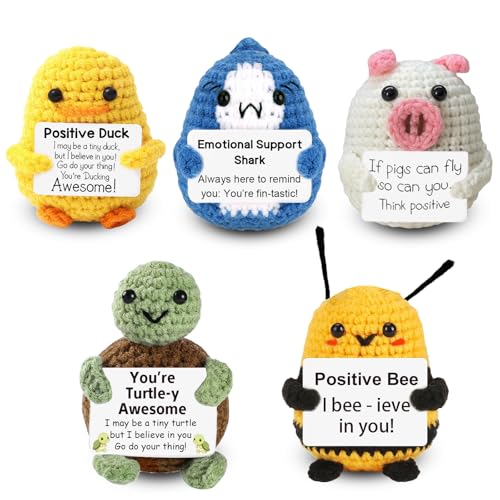 Positive Tiere, emotionale Unterstützung, 5 positive Häkeltiere mit positiver Karte für Freunde, Kollegen, Ermutigungsgeschenke für Jahrestag, Geburtstag, Weihnachten, Ostern, Valentinstag, Positive Tiere, emotionale Unterstützung, 5 positive Häkeltiere mit positiver Karte für Freunde, Kollegen, Ermutigungsgeschenke für Jahrestag, Geburtstag, Weihnachten, Ostern, Valentinstag, von femary