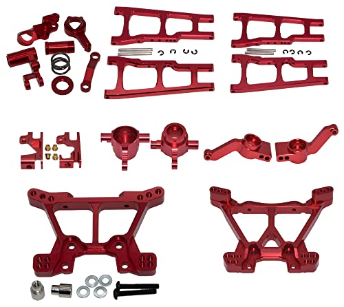 Upgrade-Teile-Set, Aluminiumlegierung, Metall für Traxxas Slash 4x4 1/10 RC Auto LKW Ersatz (Rot) von fengshuiluck