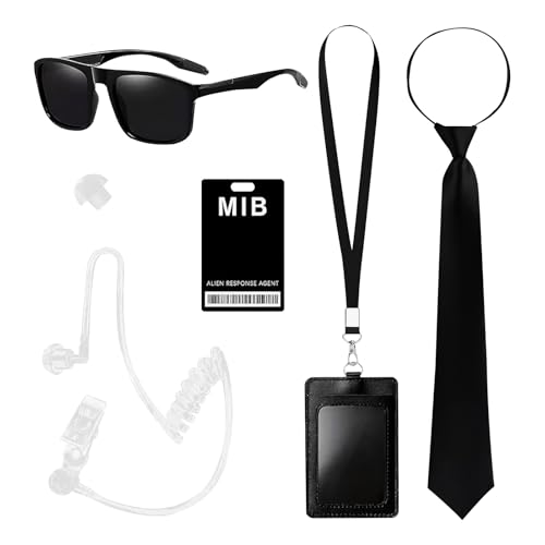 filheraze Schwarze Herrenbekleidung, Spezielle Bekleidungszubehör, Sicherheitskleidung, MIB Smart Bekleidung Set, Spion Bekleidungszubehör, Schwarze Sonnenbrille/Kinderspielzeug (4-teilig/set) von filheraze