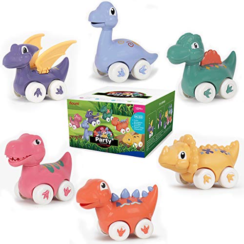 Dinosaurier-Autospielzeug, 6 Dino-Autospielzeug zum Zurückziehen für Jungen und Mädchen 1 2 3 4 5 6 Jahre, reibungsbetriebene Spielzeugfahrzeuge Set von Flugsauriern, Brachiosaurus, Spinosaurus von fiouni