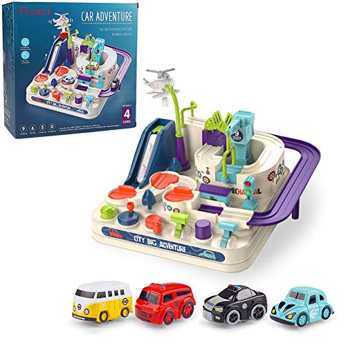 Fiouni Car Adventure Kinderspielzeug für 3 4 5 6 7 8 Jahre alte Jungen Mädchen, Autos verfolgen Kinderspielzeug Rennstrecke Spielzeug Intelligenz Lernspielzeug Geburtstagsgeschenke Kinder ab 3 Jahren von fiouni