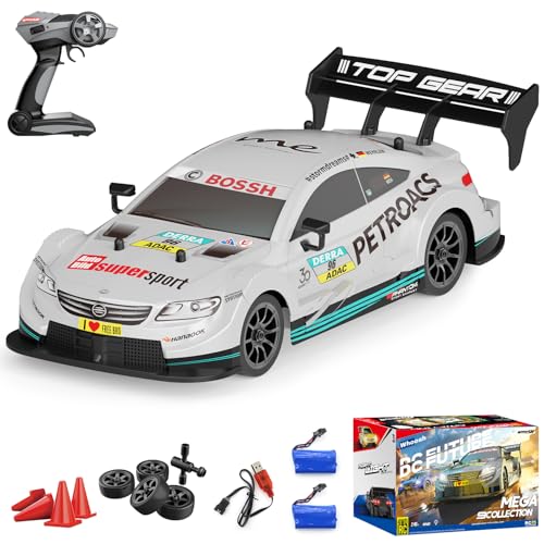 RC Drift Auto 1/16 Ferngesteuertes Auto 4WD 30+KM/H Hohe Geschwindigkeit Fahrzeug mit LED Lichtern, Extra Drifting Tires Rennfahrzeug Spielzeug Geburtstagsgeschenke für Erwachsene Jungen, Schwarz von fisca