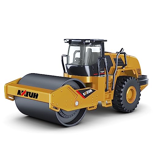 fisca 1/50 Die-Cast Bagger Metallfahrzeug,Realistisch Baustelle Baustellenfahrzeuge Klein,Hochwertiges Bulldozer-Spielzeug für Kinder und Erwachsene(Road Roller) von fisca