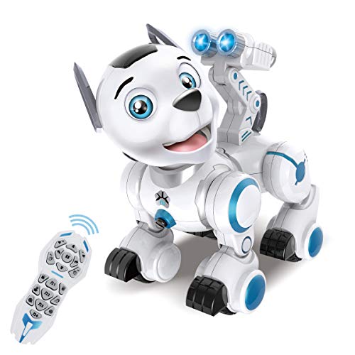 fisca Fernbedienung Roboter Hund RC Interaktiv Intelligente Walking Tanzen Programmierbarer Roboter Welpen Spielzeug Elektronische Haustiere mit Licht und Ton für Kinder Jungen Mädchen von fisca